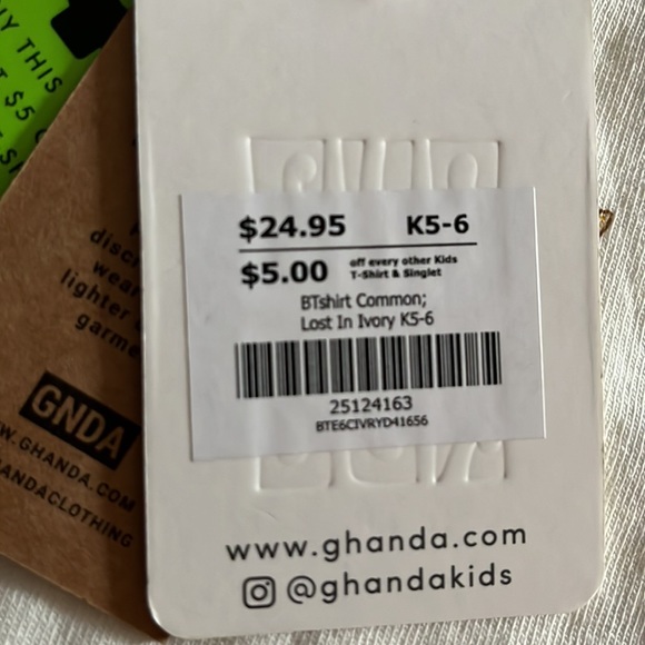 Girls Ghanda Tee. Aussie Favorite! Size K5-6. Cream Colored. NWT. - Picture 3 of 3